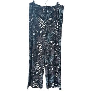 Blue Island Palm Leaves Wide Leg Pants Swim Cover-up Size XL